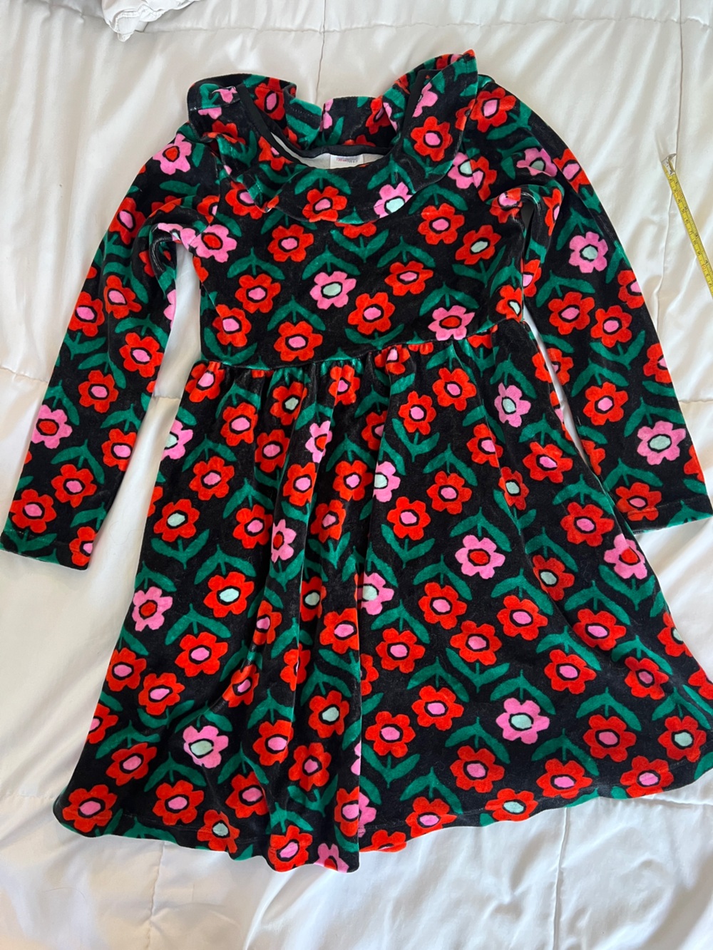 Hanna Andersson 6/7 Girls Velour Fall/Winter Floral A-Line versitile Dress